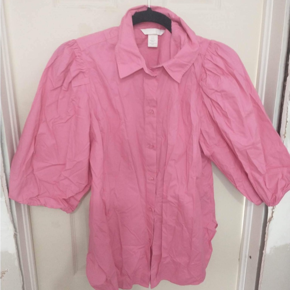 H&M PINK PUFF SLEEVE TOP